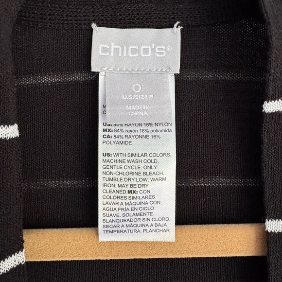 NWT Chico’s Travelers Stripe Cardigan Sweater Jacket Black White Size Small - Picture 4 of 5